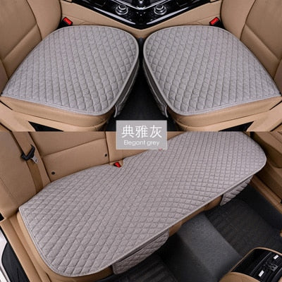 Flax Car Seat Cover Four Seasons Front Rear Linen Fabric Cushion Breathable Protector Mat Pad Auto accessories Universal Size