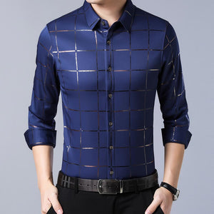 Long Sleeve Slim Fit Men Shirt Streetwear