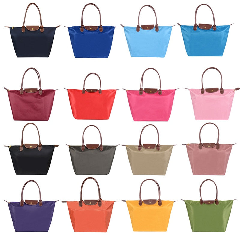 New Nylon Beach Tote Bag Fashion Womens Handbag Tote Oxford Shoulder Bags Female Waterproof Dumplings Folding Shopping Bag 2020