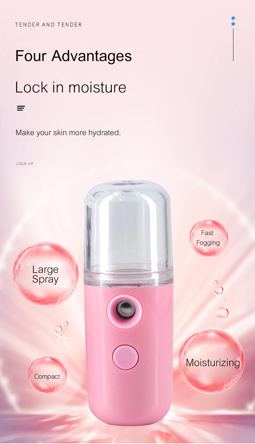 30ML Mini Nano Facial Sprayer USB Nebulizer Face Steamer Humidifier Hydrating Anti-aging Wrinkle Women Beauty Skin Care Tools