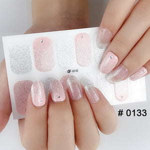 Fashion 31 Designs 3D Full Cover Nail Sticker Waterproof Self-adhesive Nail Art Manicure DIY Decoration Glitter Nail Wraps 2019