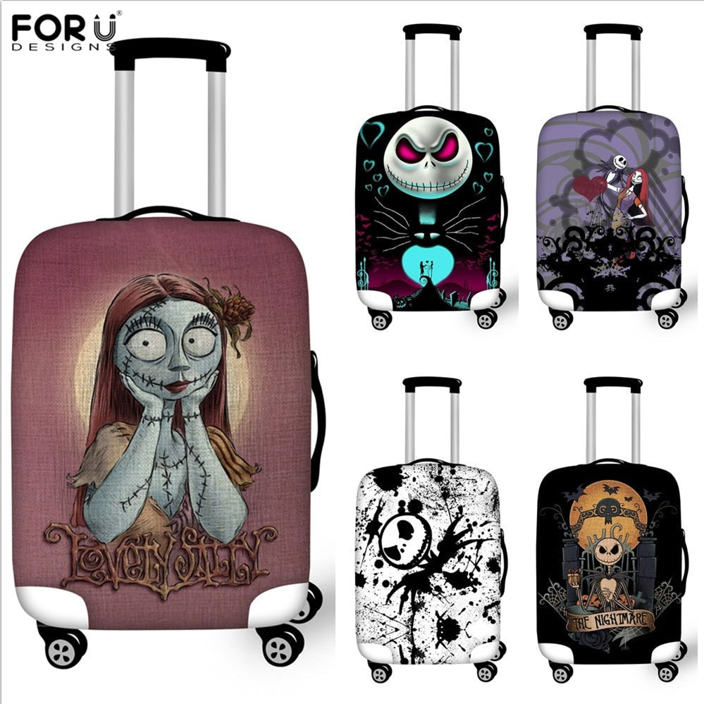 FORUDESIGNS Jack Skellington Brand Design Luggage Cover Protector Nightmare Before Christmas Print Travel Elastic Suitcase Cases