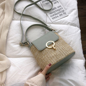 Small Straw Bucket Bags For Women 2021 Summer Crossbody Bags Lady Travel Purses and Handbags Female Shoulder Simple Bag