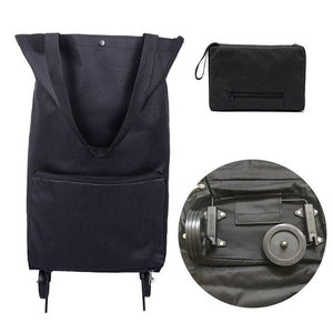 Portable Women Shopping Bag Folding Grocery Shopping Wheel Bag Small Pull Cart Buy Vegetables Food Storage Bag Organizer Tug Bag
