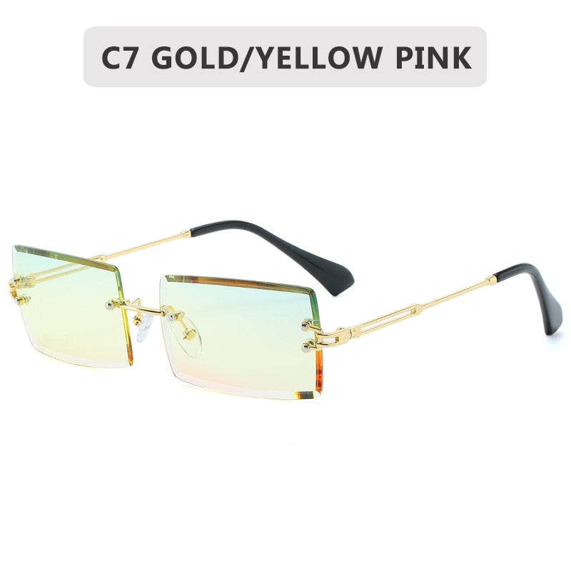 2020 Retro Sunglasses Women Brand Designer Fashion Rimless Gradient Sun Glasses Shades Cutting Lens Ladies Frameless Eyeglasses