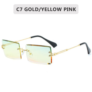 2020 Retro Sunglasses Women Brand Designer Fashion Rimless Gradient Sun Glasses Shades Cutting Lens Ladies Frameless Eyeglasses