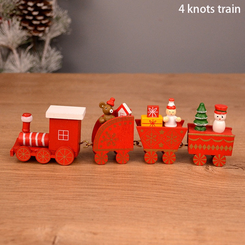 Wooden Christmas Train Ornament Christmas Decoration For Home Santa Claus Gift Toys Crafts Table Deco Navidad Xmas 2021 New Year