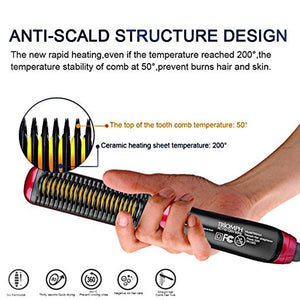 Multifunctional Hair Straightening Heated Brushe Ceramic Curler Electric Straightener Hot Comb Hair Care Men Beard Straightener