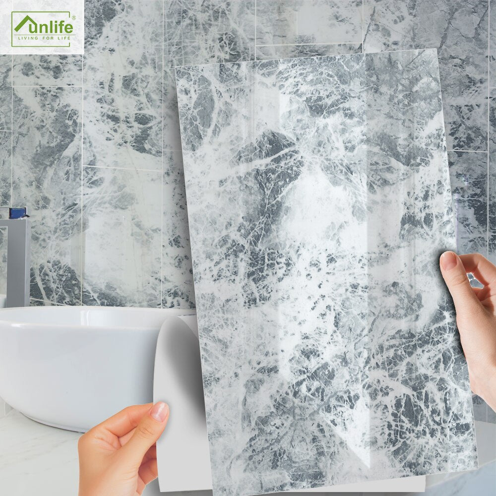Funlife[R] NOUVELLE MAISON[TM] 30x60cm Black and White Marble Waterproof PVC Tile Sticker For Kitchen Bathroom Floor Sticker