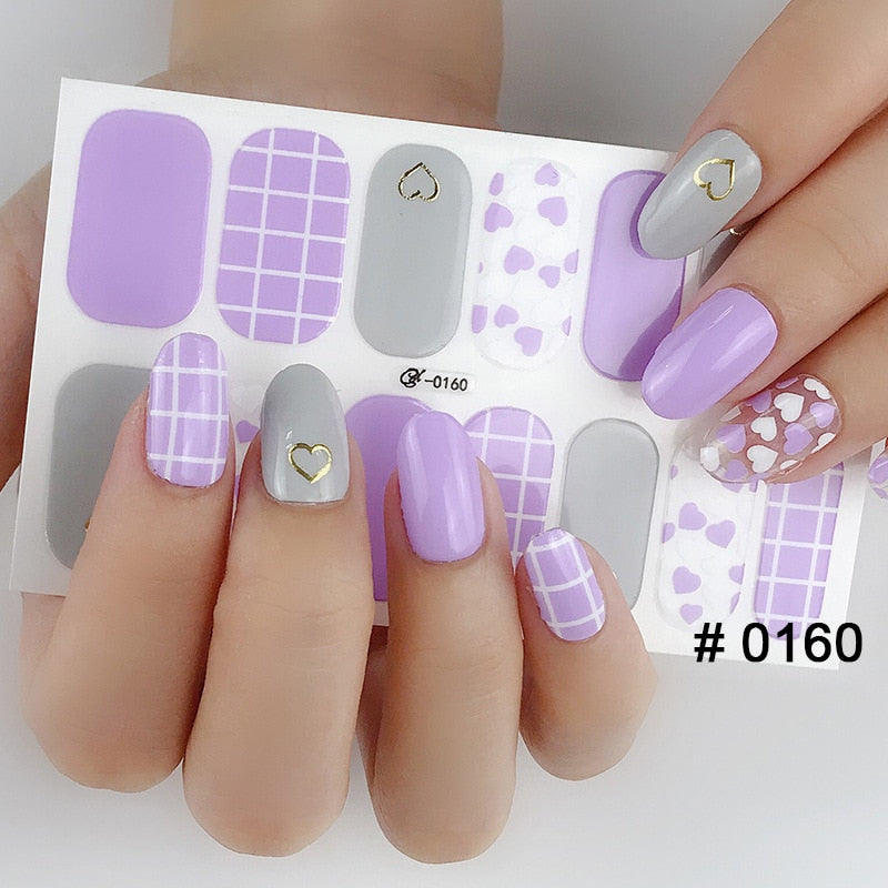 Fashion 31 Designs 3D Full Cover Nail Sticker Waterproof Self-adhesive Nail Art Manicure DIY Decoration Glitter Nail Wraps 2019