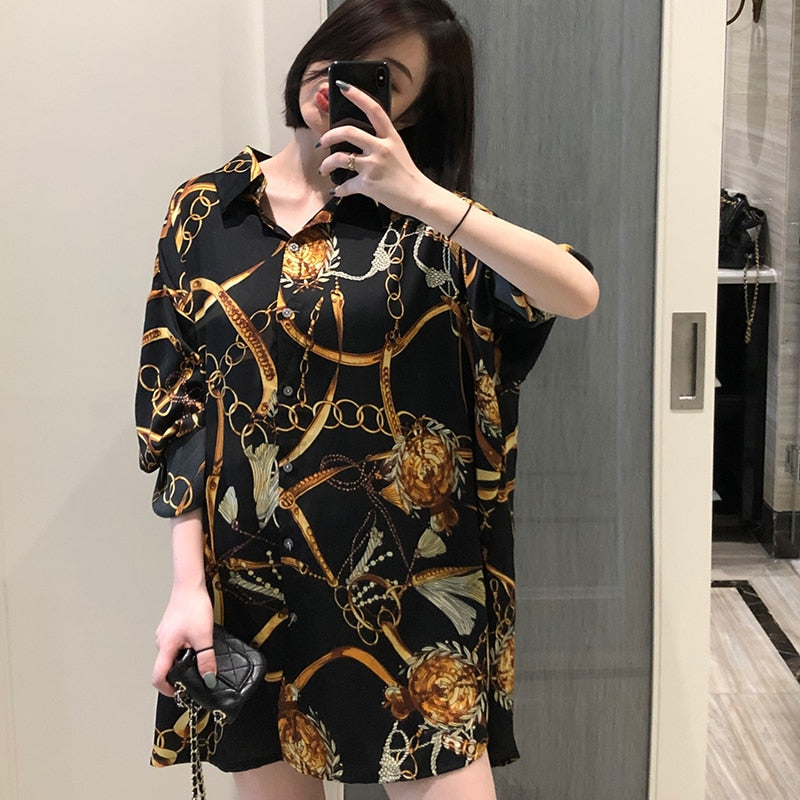 Plus size Fashion casual oversized Women Blouses 2020 Spring chiffon Blouse three quarter sleeve Loose Tops Shirts Blusas Mujer