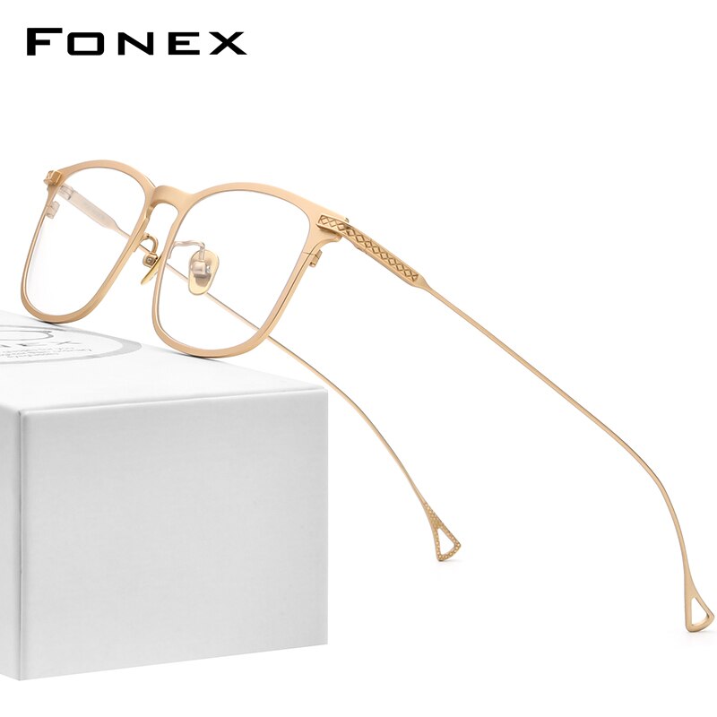 FONEX Pure Titanium Glasses Frame Men 2020 New Prescription Eye Glasses for Men Square Eyeglasses Myopia Optical Eyewear 8523