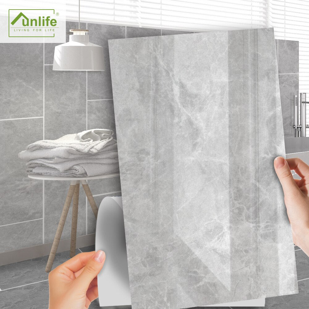 Funlife[R] NOUVELLE MAISON[TM] 30x60cm Black and White Marble Waterproof PVC Tile Sticker For Kitchen Bathroom Floor Sticker