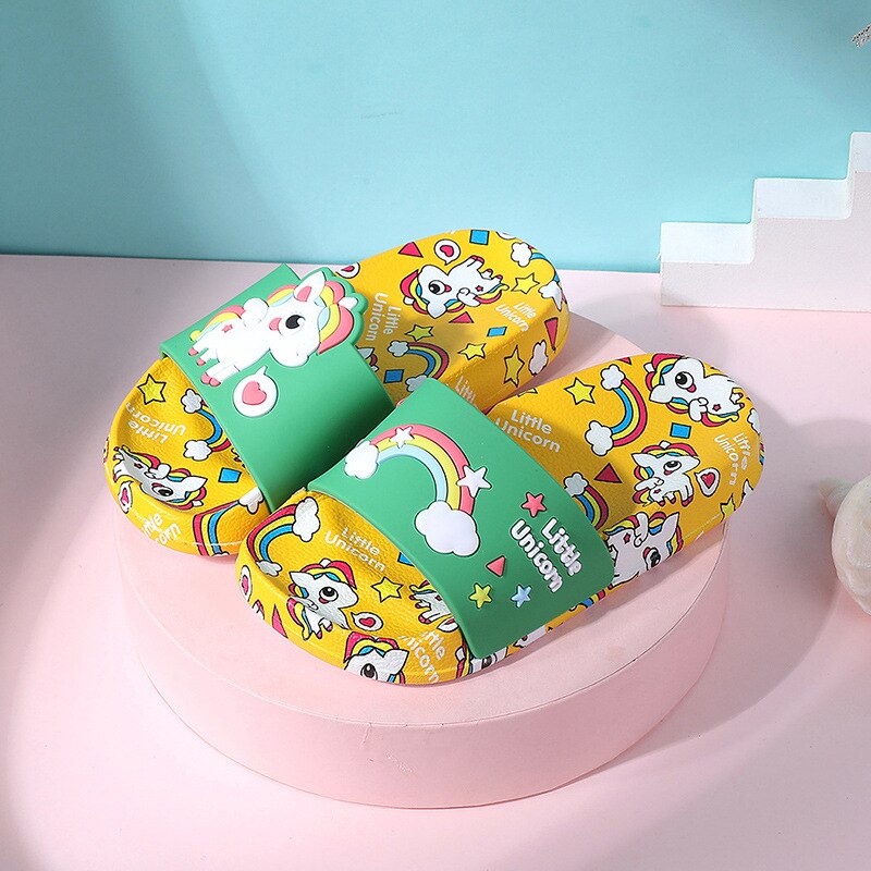 Kids Slippers For Boy Girl Slippers Pvc Soft Bottom Non-slip Beach Sandals Children Summer Lovely Kids Home Bathroom Flip Flops