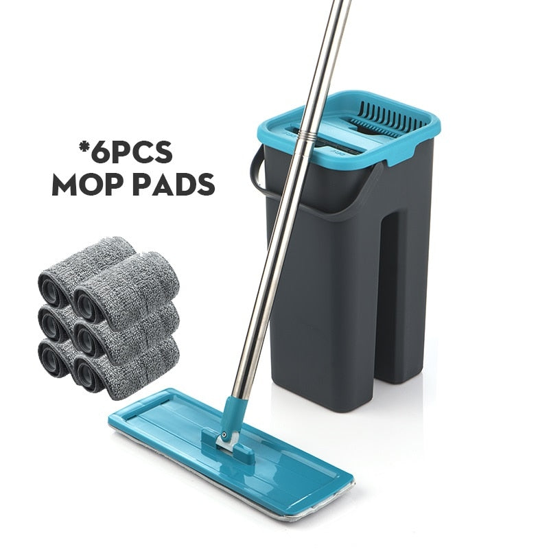 Magic Cleaning Microfiber Mop and Bucket Free Hand Mop with Bucket Floor Flat Mop Home Kitchen Floor Cleaner tool Drop Shipping