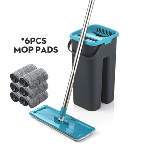 Magic Cleaning Microfiber Mop and Bucket Free Hand Mop with Bucket Floor Flat Mop Home Kitchen Floor Cleaner tool Drop Shipping