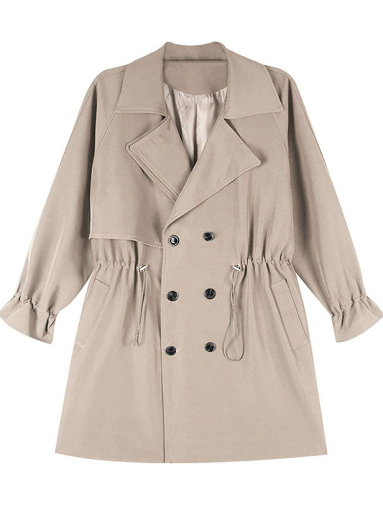 Trench coat women's long section small Korean version loose loose net red suit collar waist casual retro