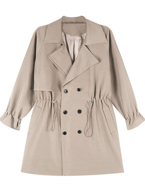 Trench coat women's long section small Korean version loose loose net red suit collar waist casual retro