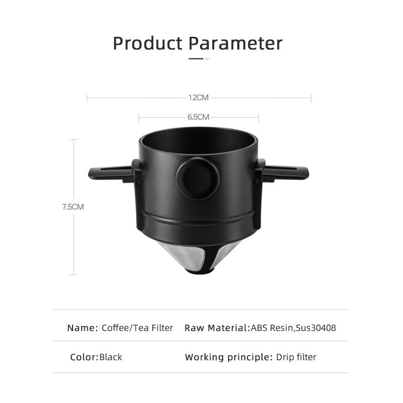 Filtre à café en acier inoxydable 304 | Filtre à café Portable, porte-thé entonnoir paniers infuseur de thé réutilisable et Dripper de café