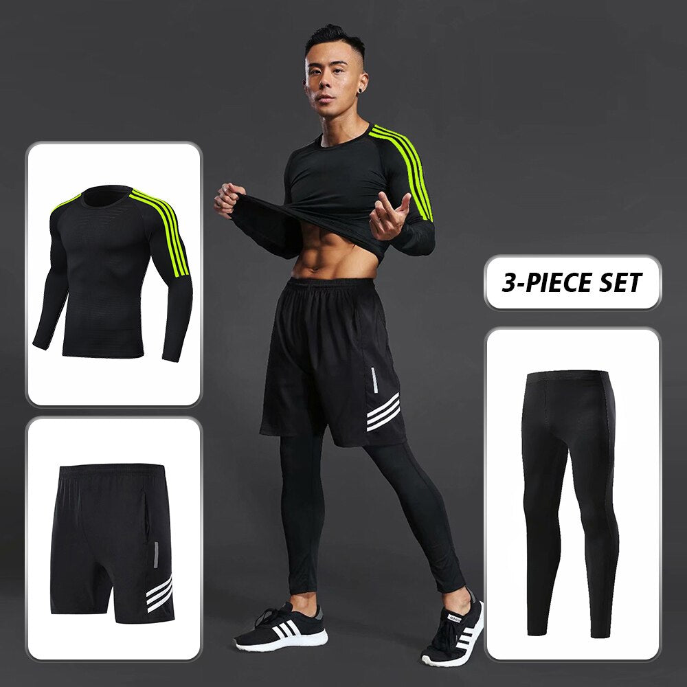 Men Quick-drying Compression Training Tracksuit Warm Gym Sport Suit Jogging For Homme Man Running Tight Fitness Workout Clothes
