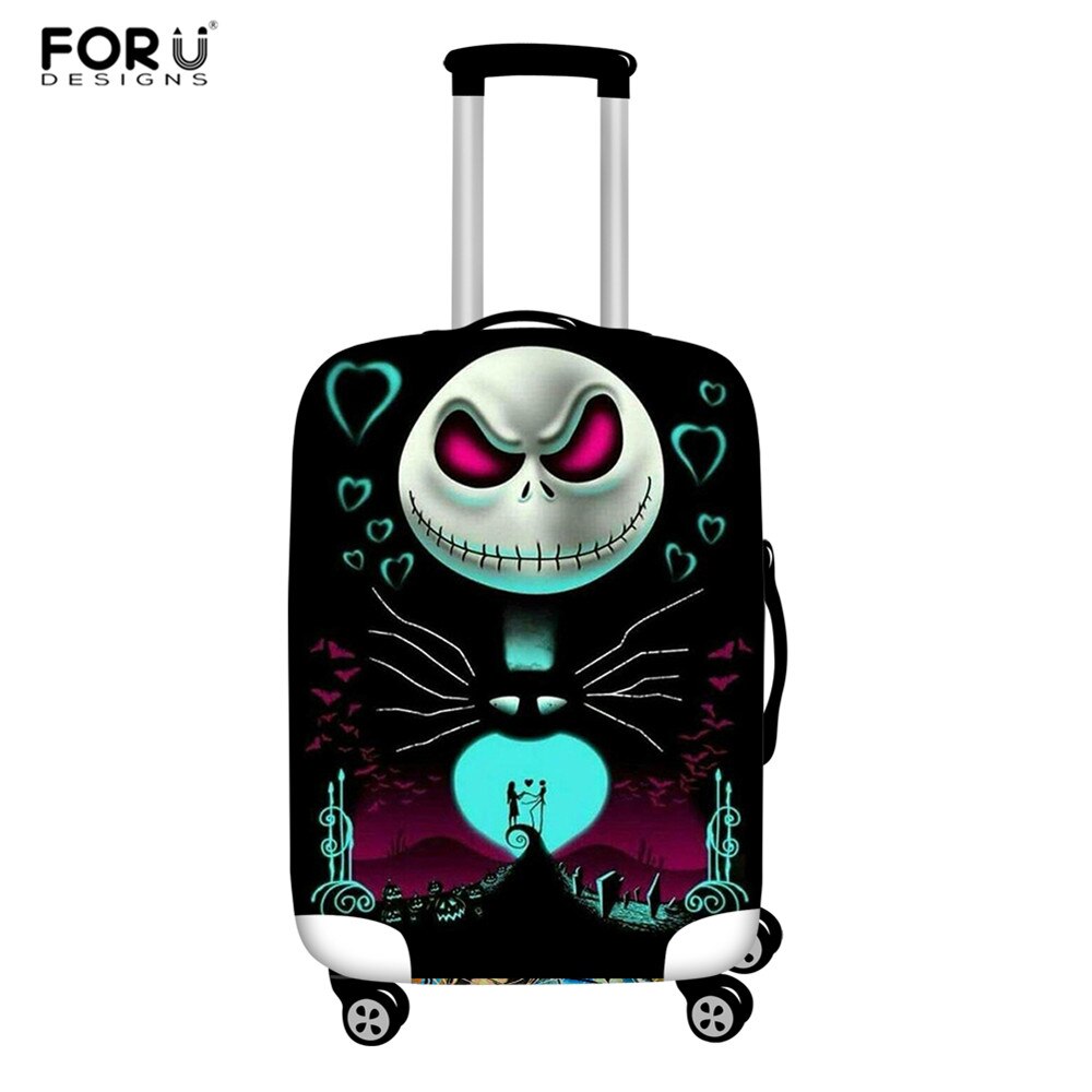 FORUDESIGNS Jack Skellington Brand Design Luggage Cover Protector Nightmare Before Christmas Print Travel Elastic Suitcase Cases