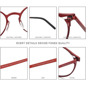 FONEX Pure Titanium Glasses Frame Women Retro Round Prescription Eyeglasses 2020 New Men Antiskid Optical Screwless Eyewear 8530
