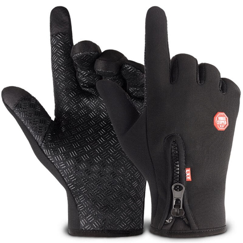 Autumn and winter outdoor riding gloves warm windproof gloves men and women zipper non-slip touch screen gloves