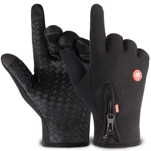 Autumn and winter outdoor riding gloves warm windproof gloves men and women zipper non-slip touch screen gloves
