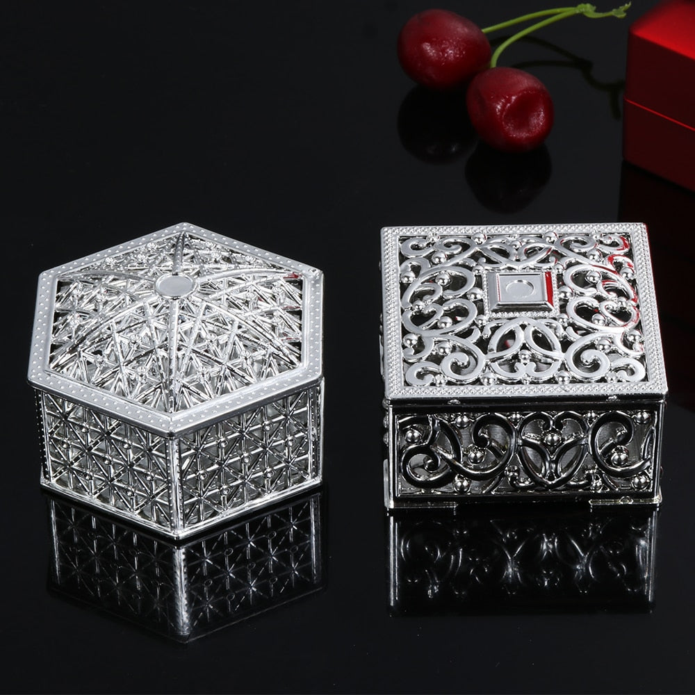 Plastic Hollow Gold Foil Cake Candy Box Wedding