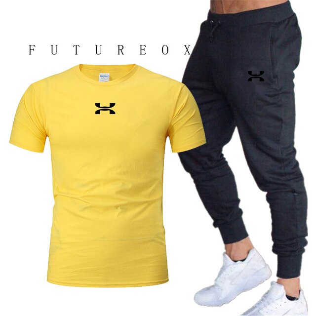Pants Men Sweatpants+men running t-shirts men sets jogging Sportswear men Pants Gym Fitness Sportswear Tracksuit Training Pants