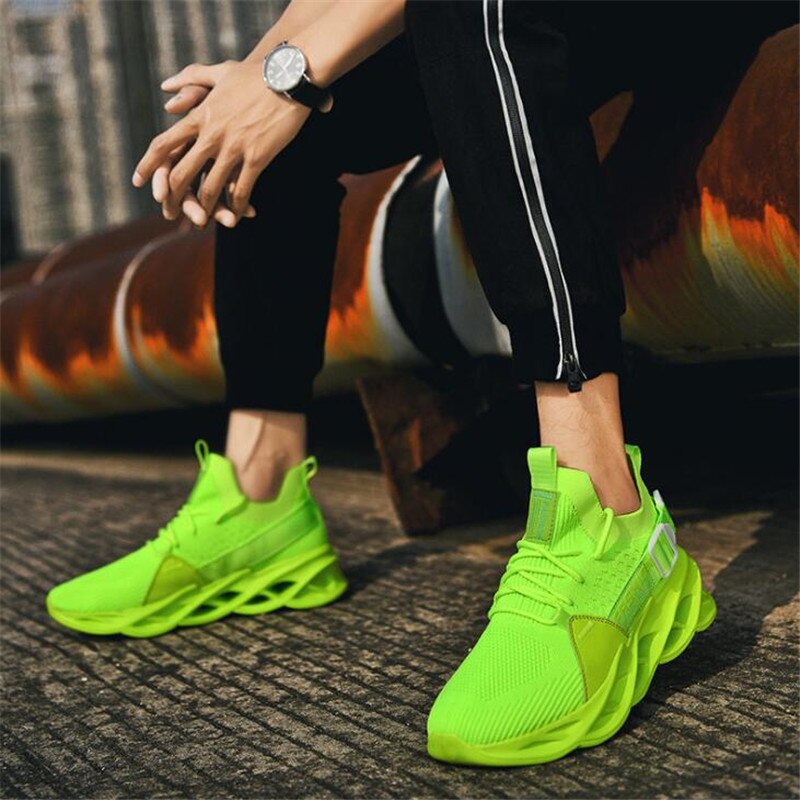 Sneakers Men Breathable Green 2021 Men Casual Shoes Autumn Big Size Soft Sneakers Women Lace-Up Mesh Fashion Sport Couple Shoes