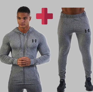 gyms men Spring Set Men's Fashion Sportswear Tracksuits Sets Men's Bodybuilding Hoodies+Pants casual fitness Outwear Suits men