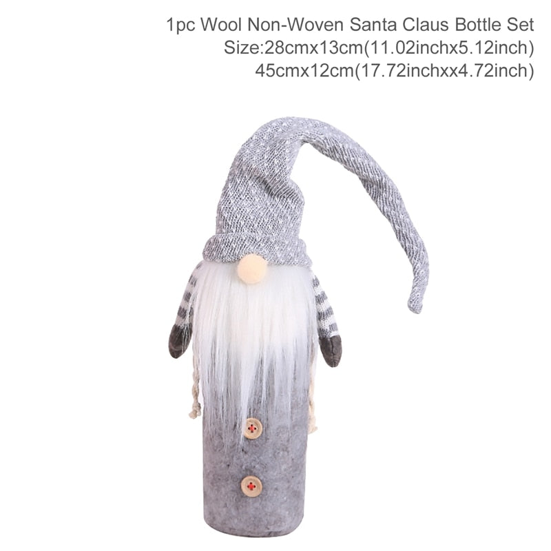 Christmas Wine Bottle Cover Merry Christmas Decor For Home 2020 Natal Noel Christmas Table Decor Xmas Gift Happy New Year 2021