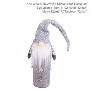 Christmas Wine Bottle Cover Merry Christmas Decor For Home 2020 Natal Noel Christmas Table Decor Xmas Gift Happy New Year 2021