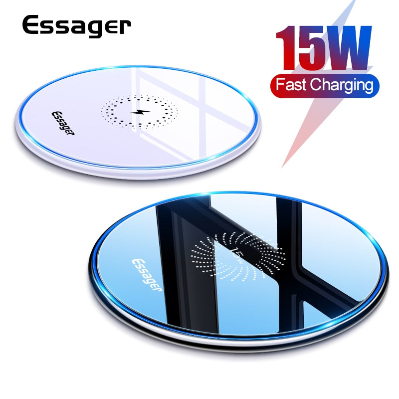 Essager 15W Qi Wireless Charger For iPhone 11 Pro Xs Max X Xr 8 Induction Fast Wireless Charging Pad For Samsung S20 Xiaomi mi 9