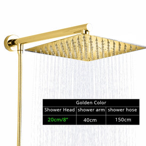 Rozin Black Ultrathin Rainfall Shower Head Wall Mounted Shower Arm Bracket Bar 150cm Shower Hose Bathroom Faucet Set