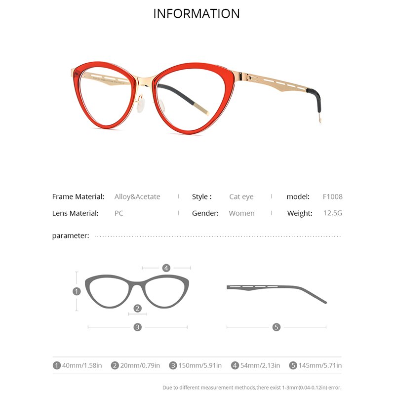 FONEX Acetate Glasses Frame Women Myopia Prescription Cat Eye Eyeglasses 2020 New Optical Brand Designer Screwless Eyewear F1008
