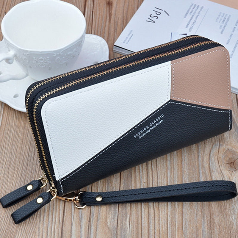 Leather Wallets Women Long Zipper