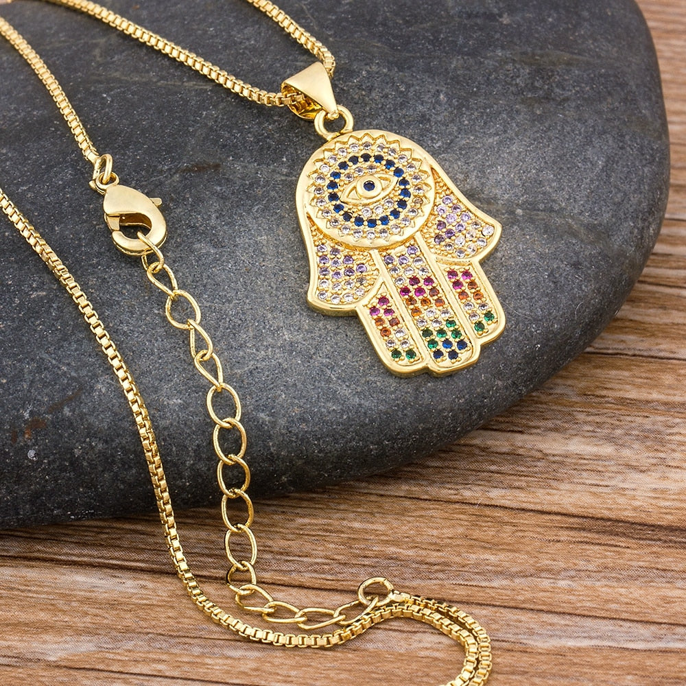 Evil Eye Necklace For Women Collares Colorful Palm