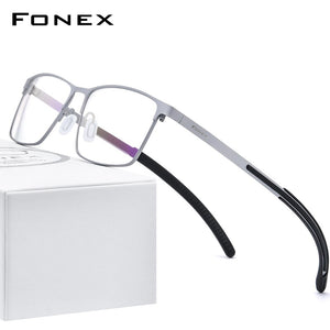 FONEX Pure Titanium Glasses Frame Men Square Myopia Optical Prescription Eyeglass Frame Man 2020 Antiskid Silicone Eyewear 8521