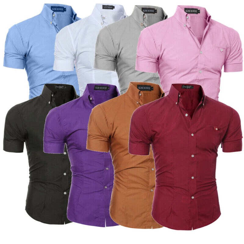 New Fashion Fashion Men's Luxury Short Sleeve Shirt Casual Slim Fit Stylish Shirts Tops Plus Size M-3XL