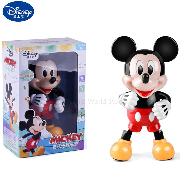 Original Dancing Mickey Mouse with Music Disney Toys Dazzling Shiny Electronic Walking Robot Action Figures Kids Toys 2Y11