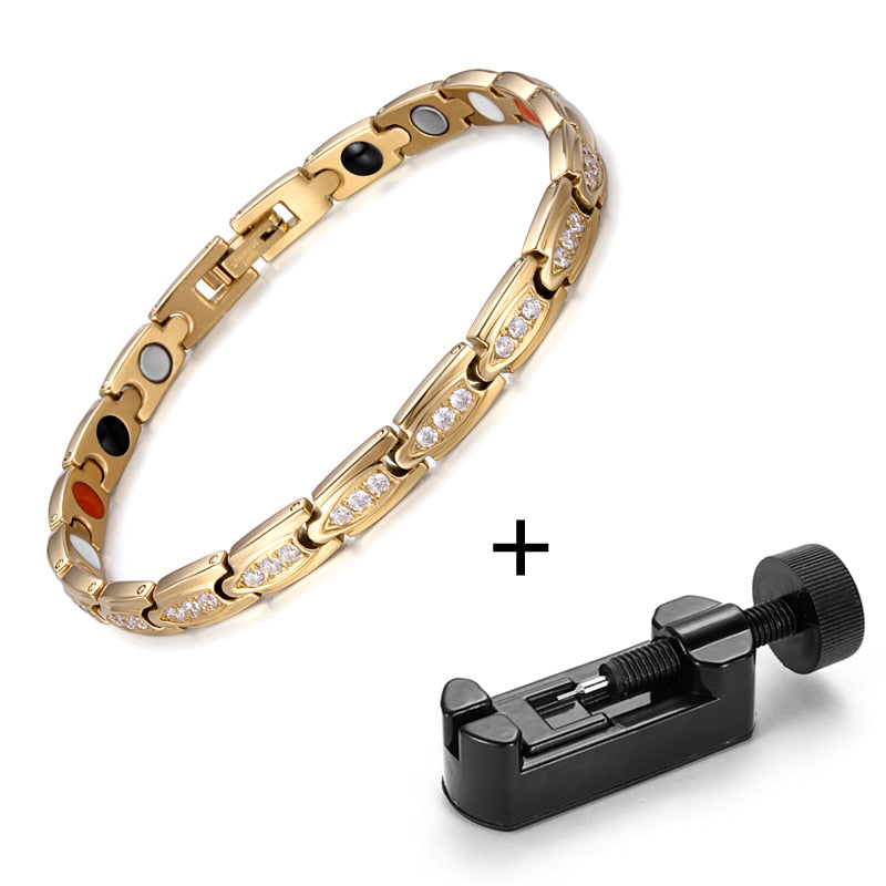 RainSo Stainless Steel Fashion Gold Magnetic Women Bracelets Health Elements Bio Energy Therapy Jewelry Friendship Gift 2020