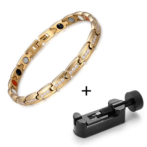 RainSo Stainless Steel Fashion Gold Magnetic Women Bracelets Health Elements Bio Energy Therapy Jewelry Friendship Gift 2020