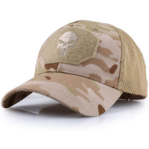 Skull Tactical Military Airsoft Cap Adjustable Breathable Sun Visor Trucker Hat Mesh Hunting Hiking Baseball Skeleton Snapback