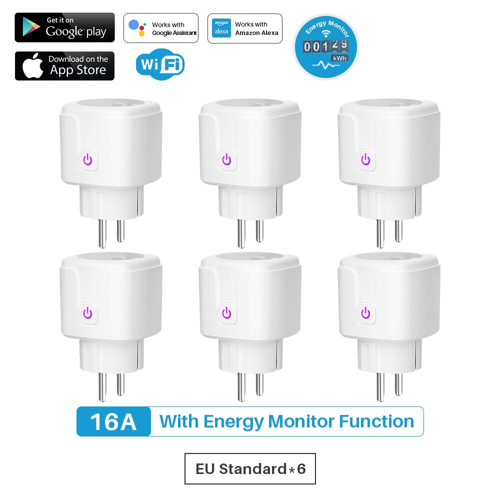 Smart Plug WiFi Socket EU 16A Power Monitor Timing Function Tuya SmartLife APP Control Works With Alexa Google Assistant