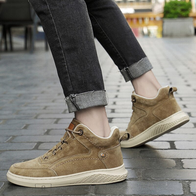 Men Shoes fashion Genuine Leather Loafers Breathable Autumn lace up comfortable Casual Shoes Outdoor Men Sneakers shoes o4