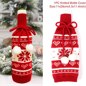Christmas Wine Bottle Cover Merry Christmas Decor For Home 2020 Natal Noel Christmas Table Decor Xmas Gift Happy New Year 2021