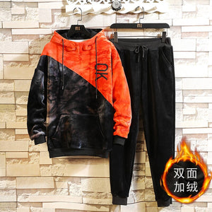 Sets Tracksuit Men Autumn Winter Hooded Sweatshirt Drawstring Outfit Sportswear 2020 Male Suit Pullover 4 Piece Set Casual