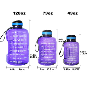 QuiFit 3.78L 2.2L 1.3L 128oz Gallon Water Bottle with Straw Clear Plastic Drinking Bottles GYM Tool Jug BPA Free Sports Cup